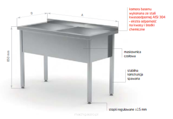 Stół z basenem dwukomorowym H=300 mm  POL-206/3