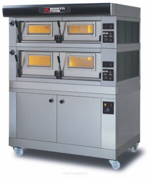 Elektryczny dwukomorowy piec do pizzy P120E „B” z okapem i bazą