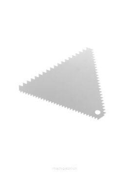 Skrobka cukierniczo-piekarnicza ze stali nierdzewnej, trójkątna, grzebień 110x110 mm