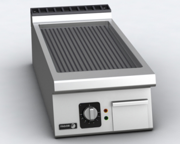 Płyta grillowa elektryczna | ryflowana | chromowana | 7.5 kW | 400x930x290 mm