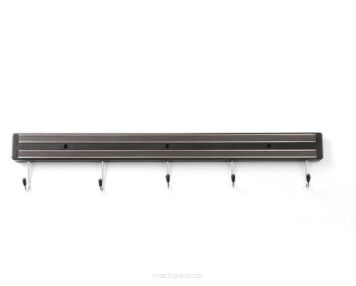 Listwa magnetyczna z 5 haczykami, czarna, dł. 470 mm