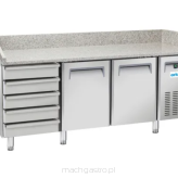 Stół chłodniczy do pizzy 2-drzwiowy z 5 szufladami i blatem granitowym, Arktic, 362L, srebrny, 220-240V/210W, 2025x800x(H)1040mm