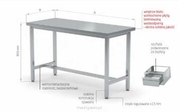 Stół centralny bez półki wzocniony POL-111