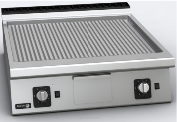Płyta grillowa gazowa | ryflowana | chromowana | 18.5 kW | 800x930x290 mm