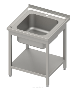 Stół ze zlewem 1-kom. z półką | 600x600x850 mm | spawany | blat tłoczony